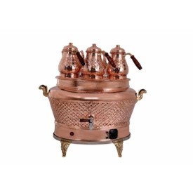 ANKA 3 Demlikli Bakır Elektrikli Oval Tip Semaver