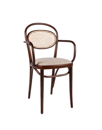 Sırt Hazeranlı Oturum Döşemeli Kollu Ahşap Thonet Sandalye RET51