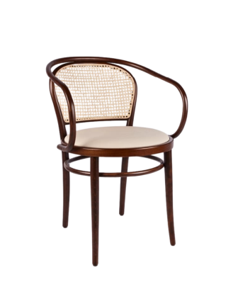 Sırt Hazeranlı Oturum Döşemeli Kollu Ahşap Thonet Sandalye RET59